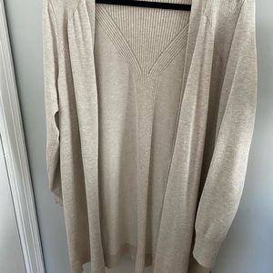 Tan long open cardigan sweater lightweight